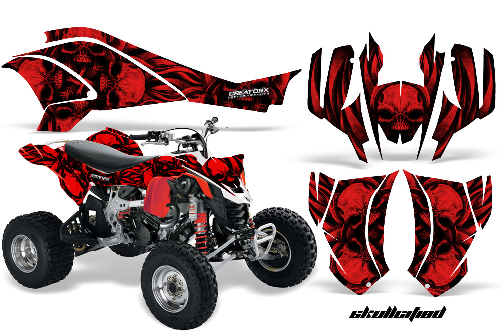 Can-Am DS450 Graphics Kit Skullcified Red Flat Red